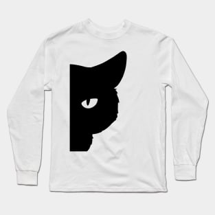 Black Cat Peeking At You Long Sleeve T-Shirt